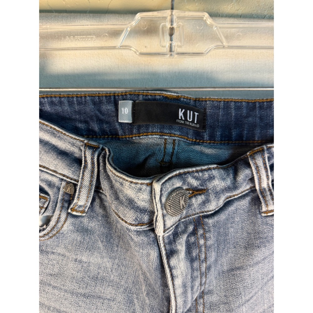 Kut From The Kloth Reese Ankle Straight Leg Distressed Jeans Light Wash Size 10 - Picture 6 of 10